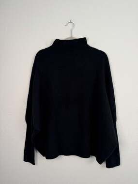 Club Monaco Black 100% Cashmere Ribbed Knit Mock Neck Pullover Sweater Large L